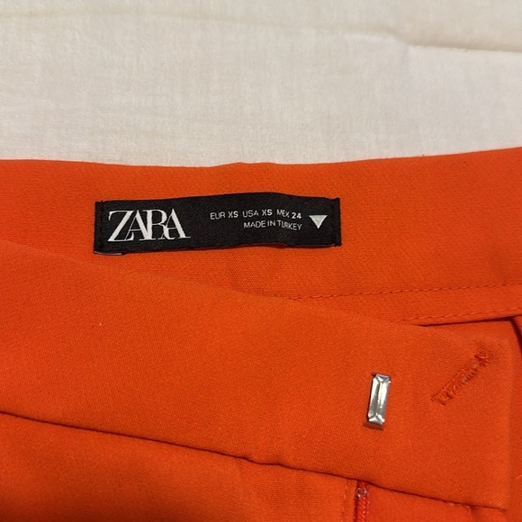 NWOT RARE Zara Bright Orange Straight Leg Pants Size XS - Picture 11 of 11